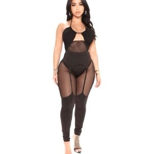 Nwt mesh garter leggings 1x black